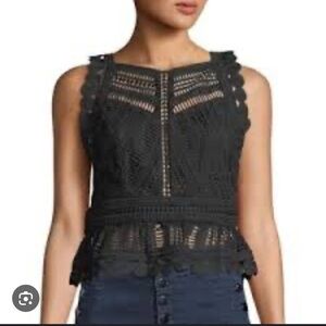 Bardot Black Lace Peplum Top